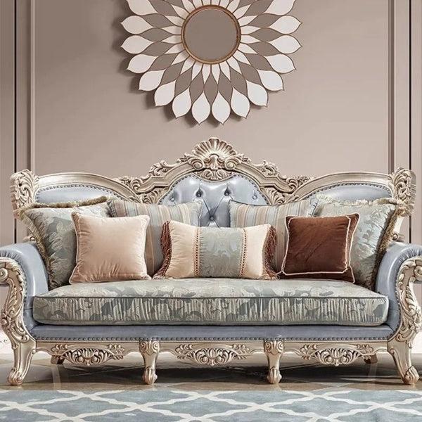 Lixra Liville Style European Handcrafted Leather Sofa Set