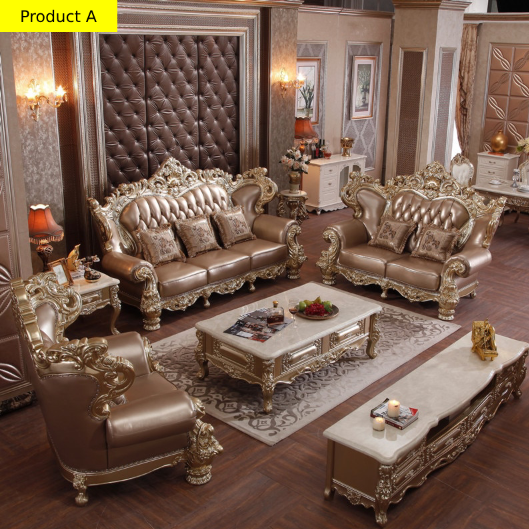 Lixra Liville Traditional European Leather Sofa Set Of 3