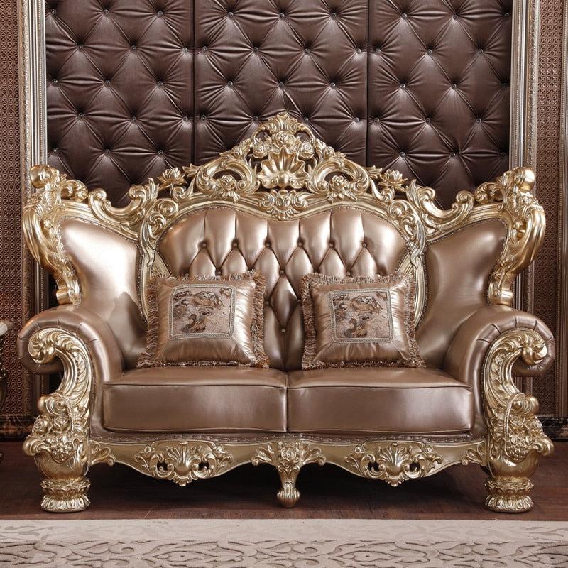 Lixra Liville Traditional European Leather Sofa Set Of 3