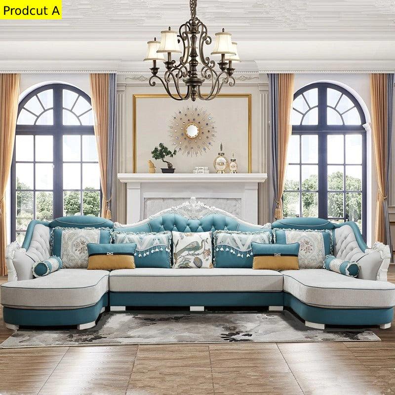 Lixra Liville U-Shaped Fabric Royal European Sofa Set