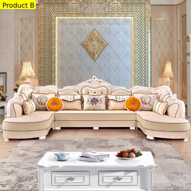 Lixra Liville U-Shaped Fabric Royal European Sofa Set