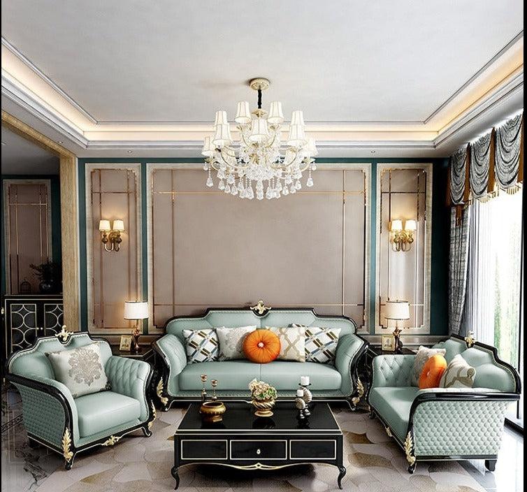 lixra Liville Wooden European Leather Sofa Set of 3