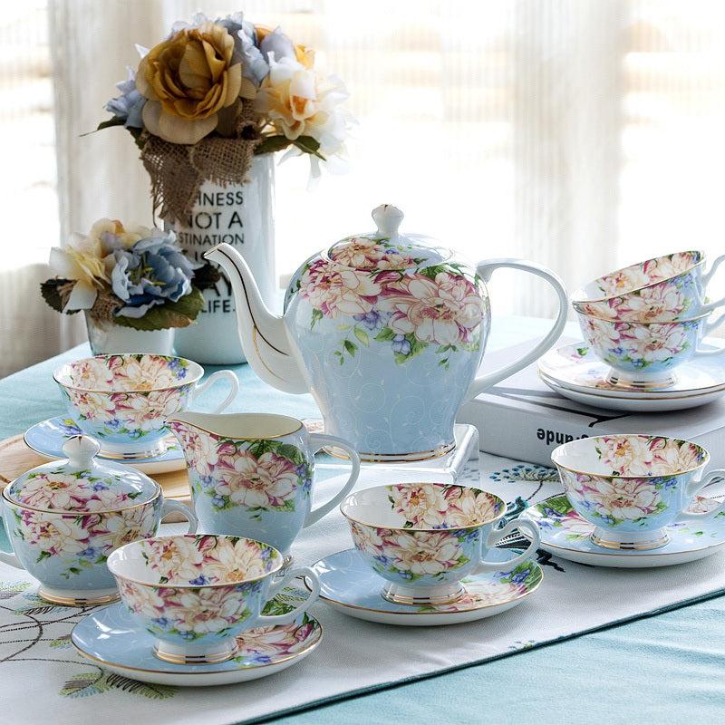 Lixra 15 PC Floral Ceramic Coffee Set
