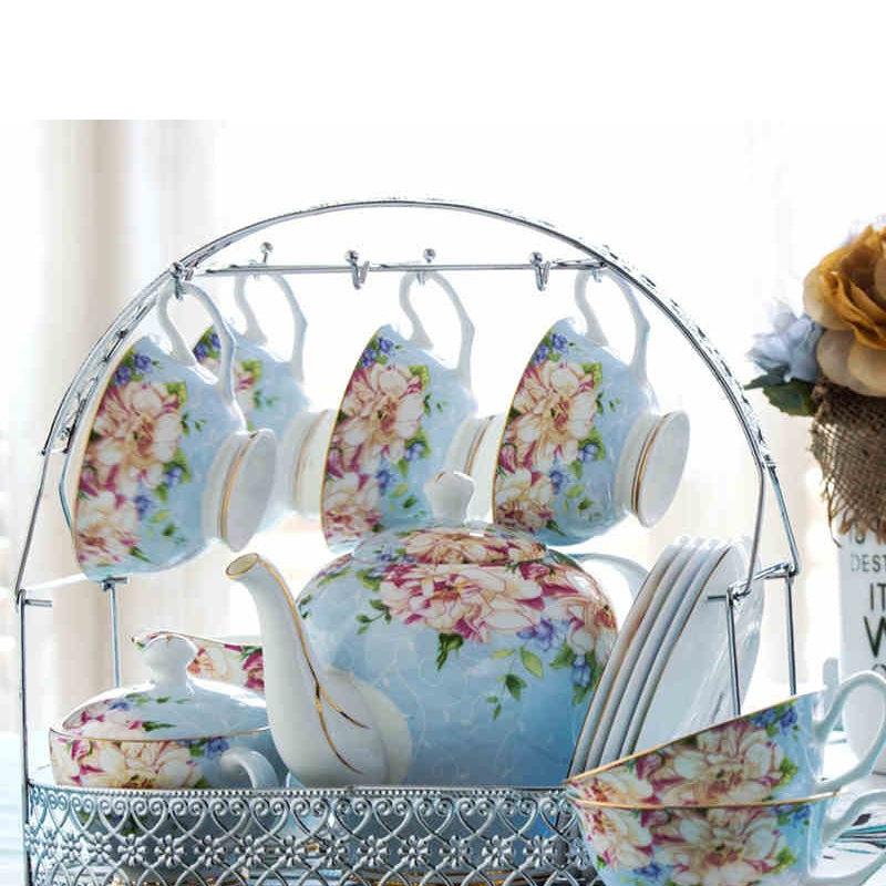 Lixra 15 PC Floral Ceramic Coffee Set