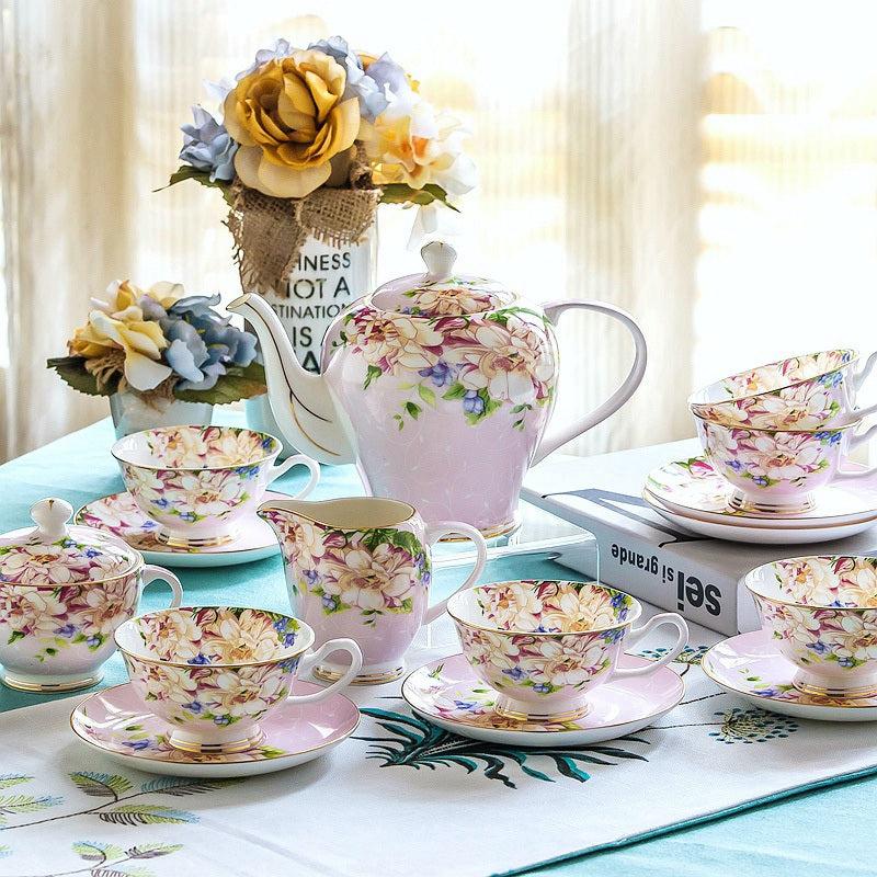 Lixra 15 PC Floral Ceramic Coffee Set