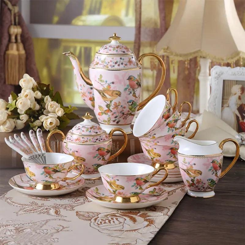 Lixra 15 Piece Luxury Pink Ceramic Coffee Set