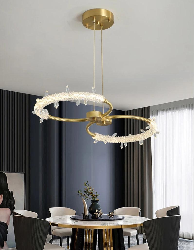 Lixra 2-Head Circular Crystal Pendant Lamp