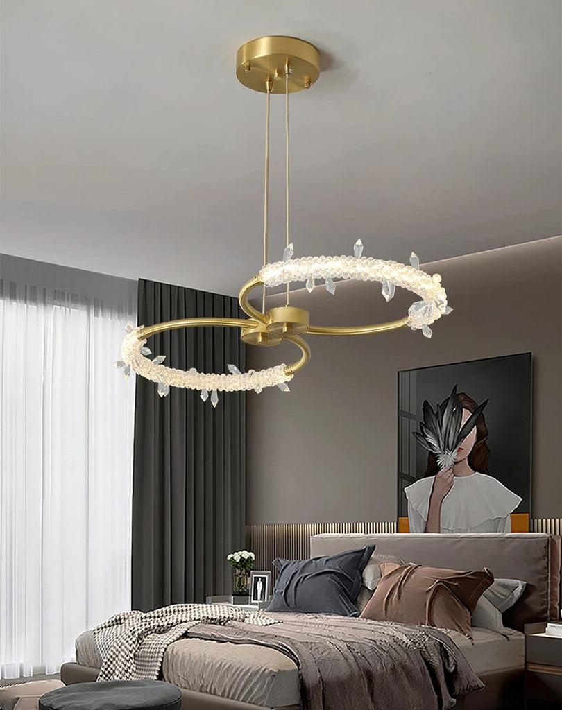 Lixra 2-Head Circular Crystal Pendant Lamp