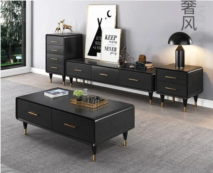 Lixra 2-Piece Elegant Black Side Tables