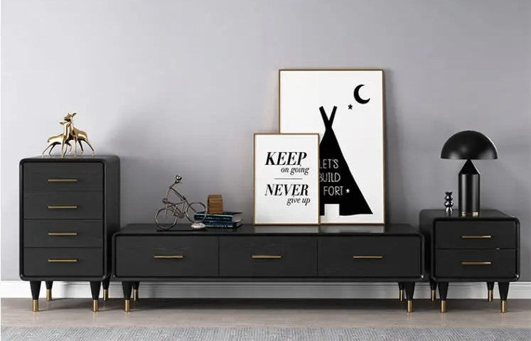 Lixra 2-Piece Elegant Black Side Tables