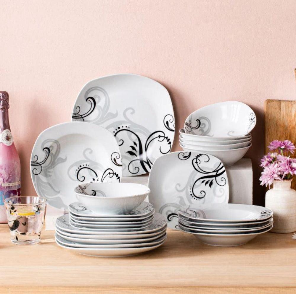 Lixra 24-Piece Black Dinnerware Set