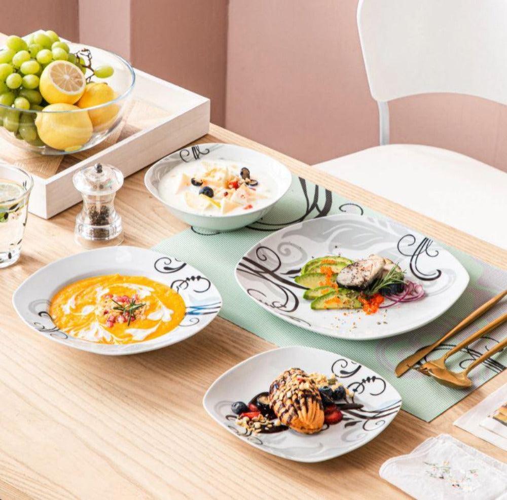 Lixra 24-Piece Black Dinnerware Set