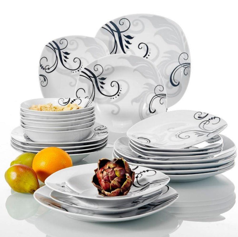 lixra 24-Piece Black Dinnerware Set