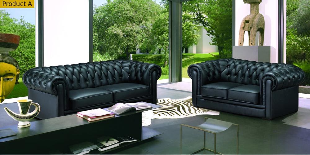 Lixra 3-Pcs Chesterfield Leather Sofa Set