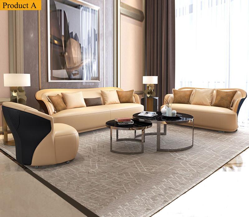 Lixra 3-Pcs Indoor Luxury Leather Sofa Set