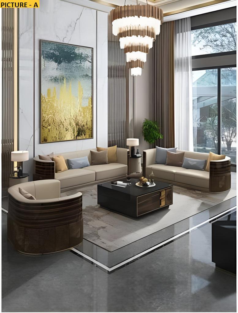 Lixra 3-Pcs Leather Sofa Living Room Set