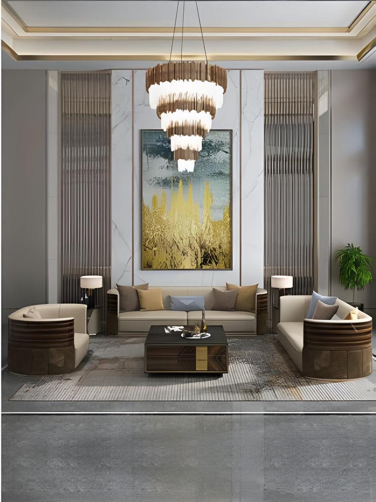 Lixra 3-Pcs Leather Sofa Living Room Set