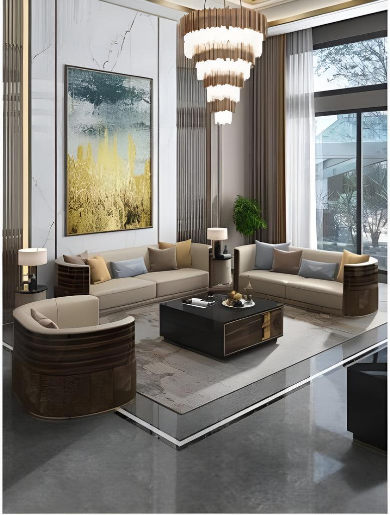 lixra 3-Pcs Leather Sofa Living Room Set