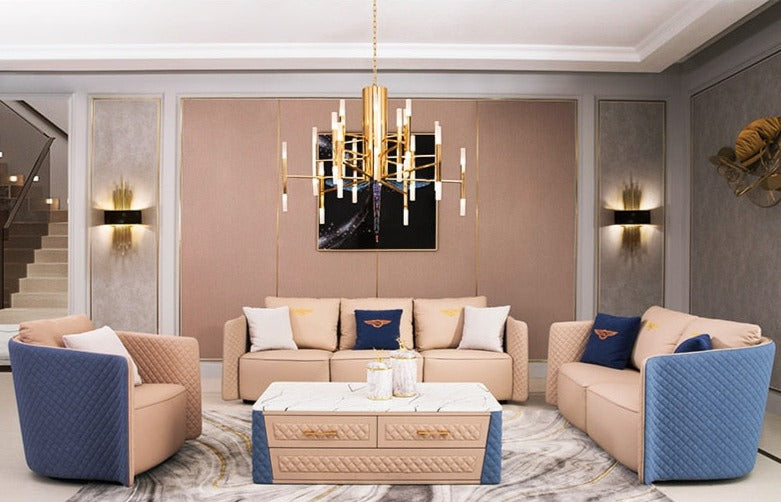 lixra 3-Pcs Leather Sofa Set for Living Room