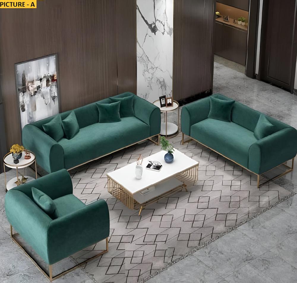 Lixra 3-Pcs Luxurious Velvet Fabric Sofa Set