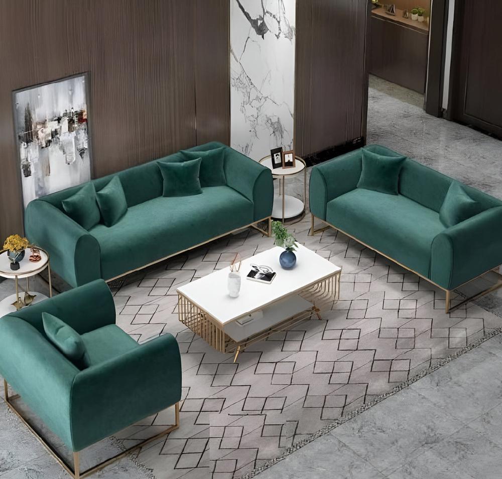 lixra 3-Pcs Luxurious Velvet Fabric Sofa Set