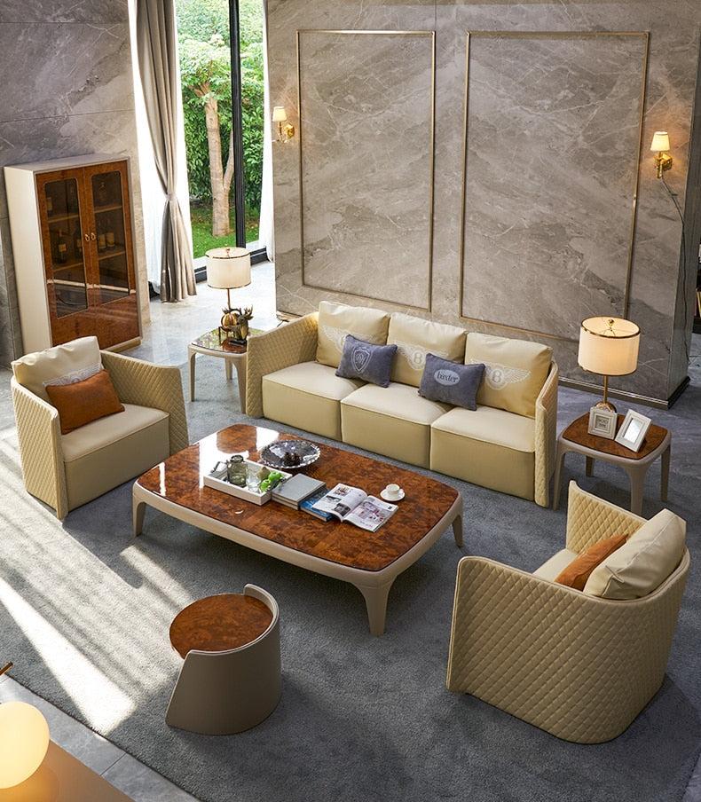 lixra 3-pcs Luxury Leather Sofas For Living Room