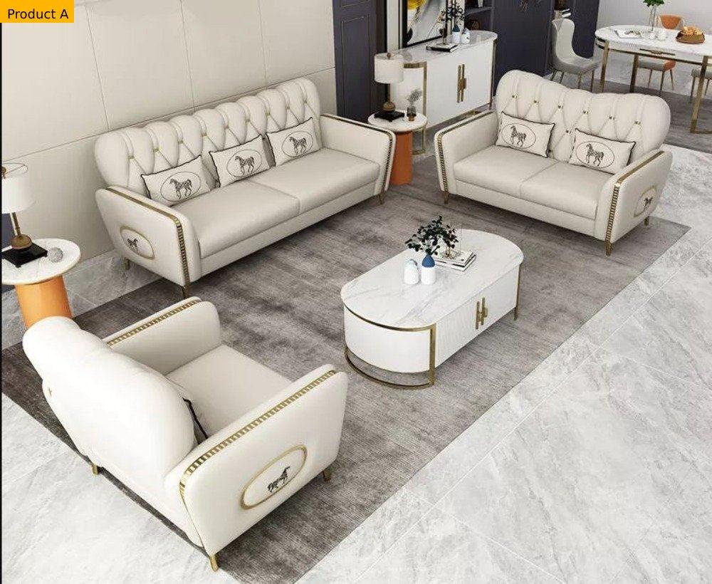 Lixra 3-Pcs Modern Dazzling Leather Sofa-Set
