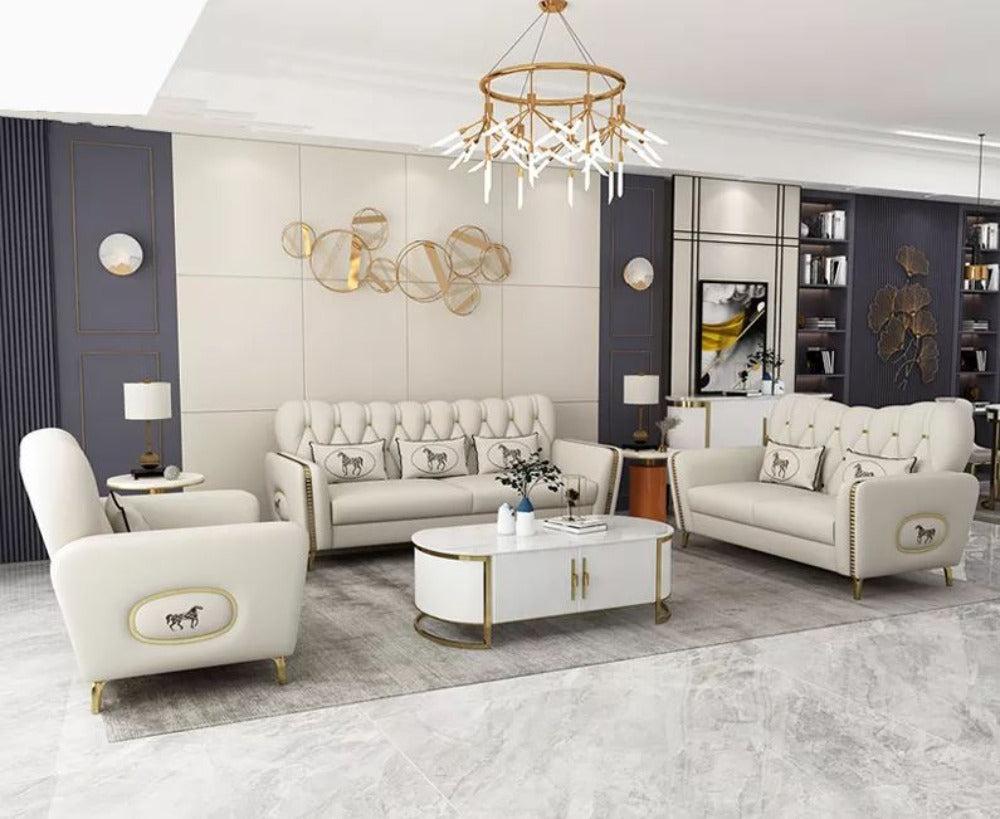 Lixra 3-Pcs Modern Dazzling Leather Sofa-Set