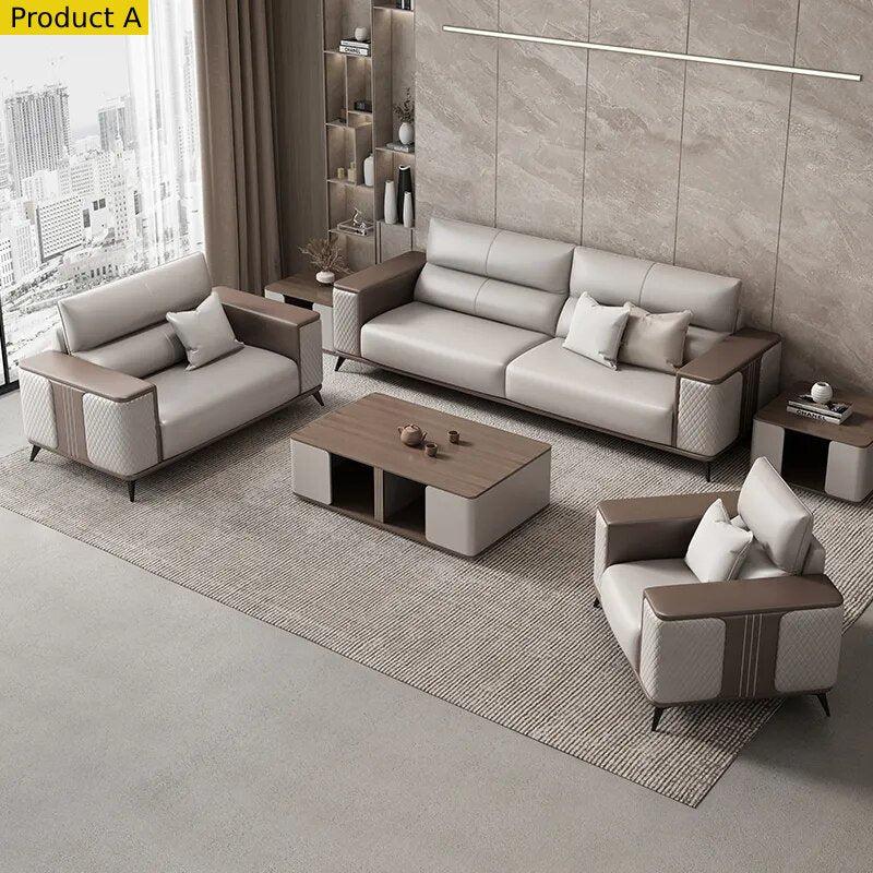 Lixra 3-Piece Indoor Leather Upholstery Sofa Set