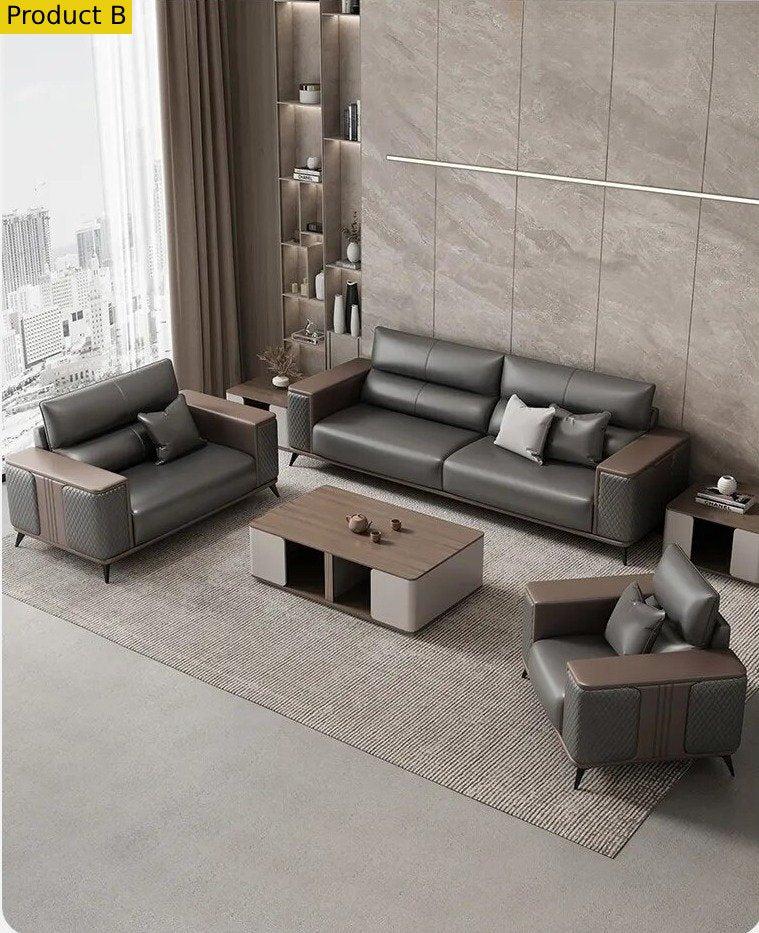 Lixra 3-Piece Indoor Leather Upholstery Sofa Set