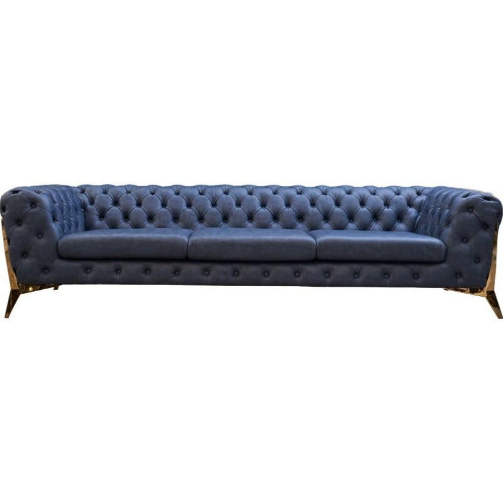 Lixra 3-Seater Tufted Elegance Leather Sofa