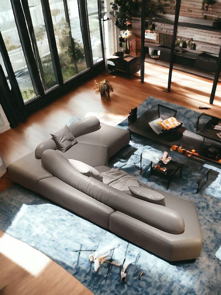 lixra 4-Seater Leather Sectional Sofa Set