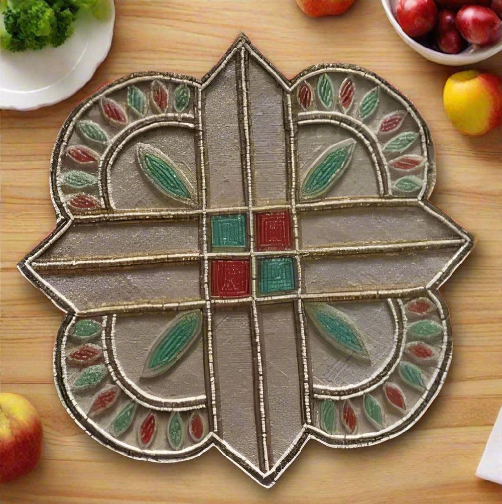 Lixra 4 Sets Embroidered Glass Bead Placemat