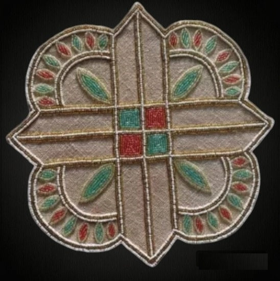 Lixra 4 Sets Embroidered Glass Bead Placemat