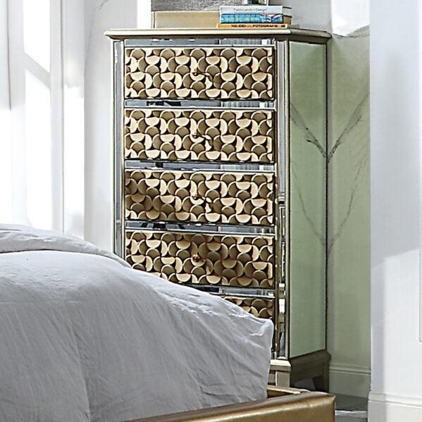 Lixra 5 Pcs Luxurious Golden Accents Bedroom Set