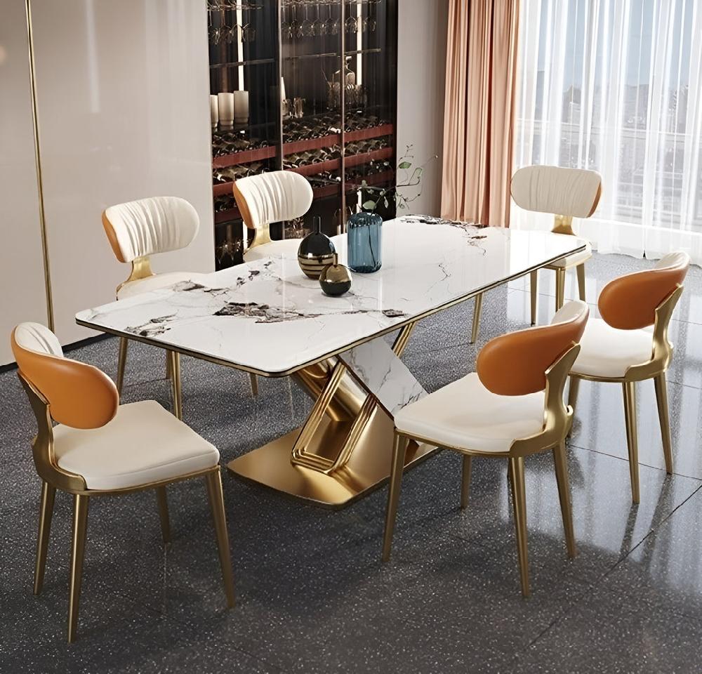 Lixra 6-Seater Modern Marble Dining Table Set