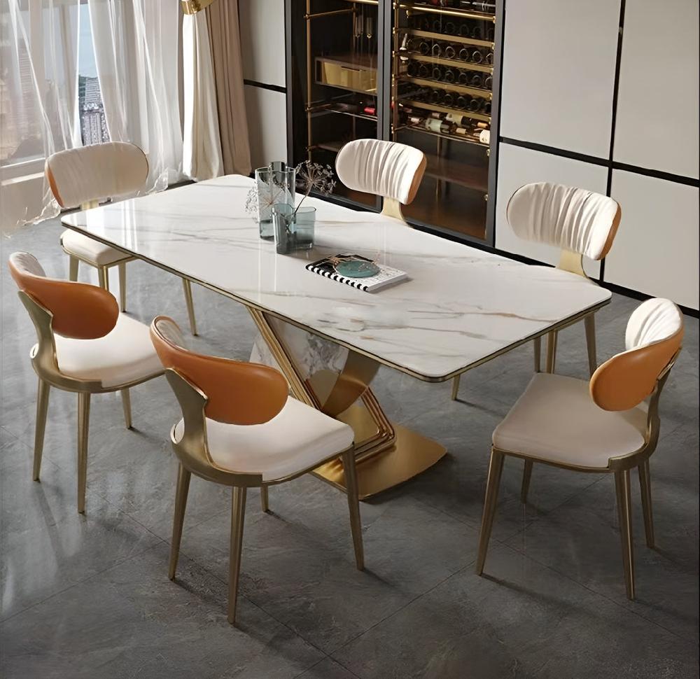 Lixra 6-Seater Modern Marble Dining Table Set
