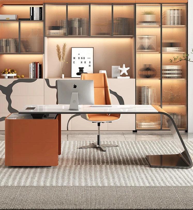 Lixra 78" Modern Glass Door Bookcase With LED