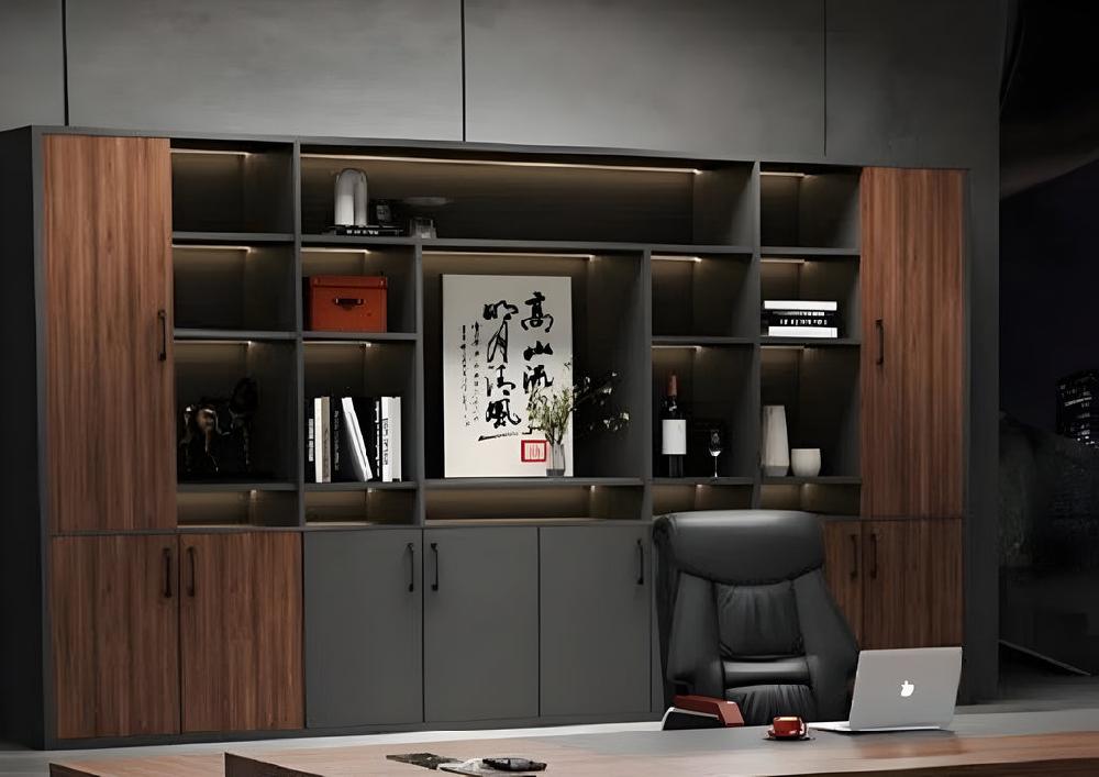 Lixra 78" Multi-Door Wooden Bookshelf With LED