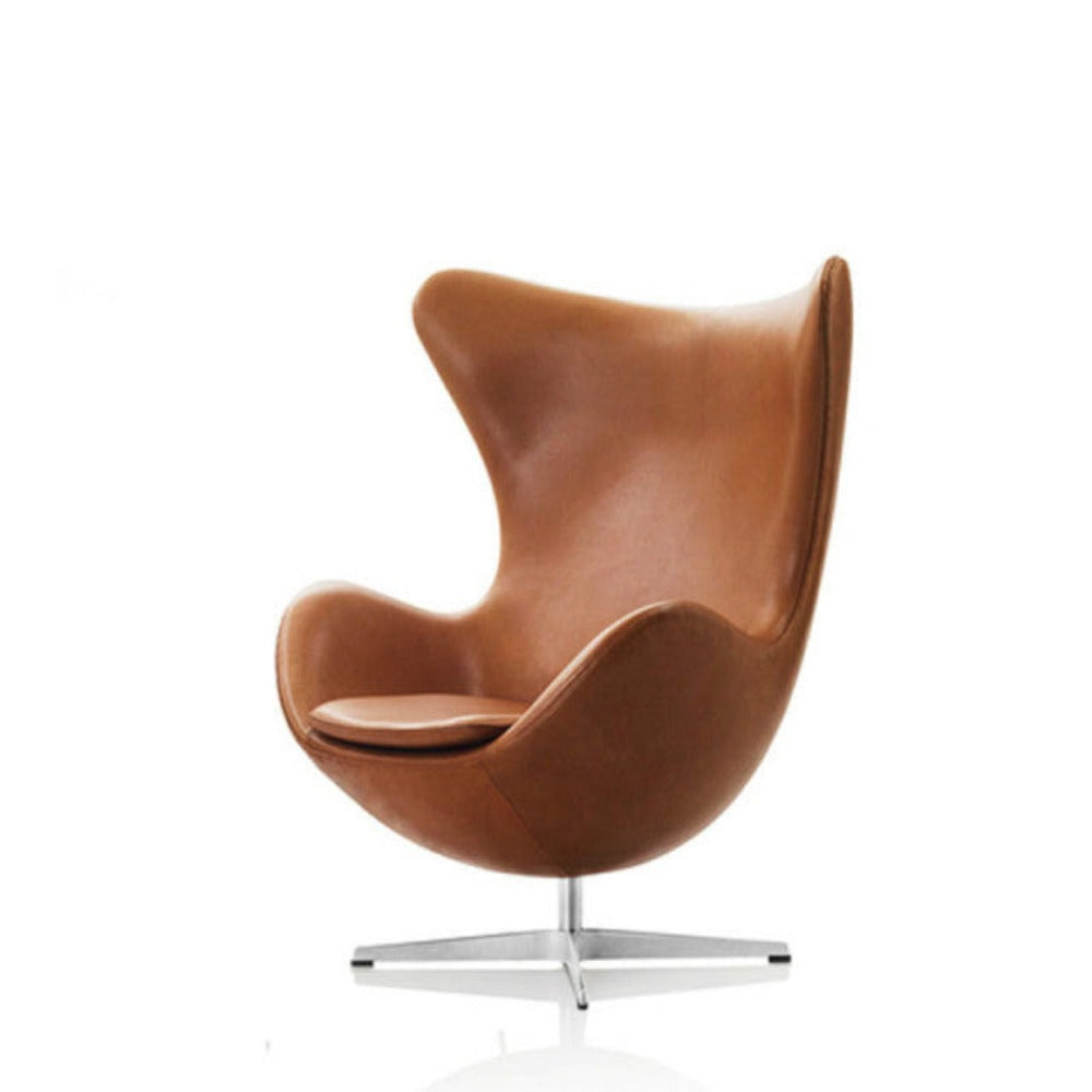 Lixra Aesthetic Egg-Shaped Leather Accent Chair