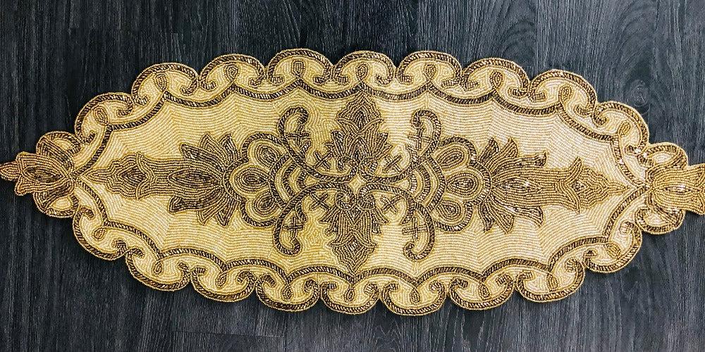 Lixra Aesthetic Glass Beads Table Runner