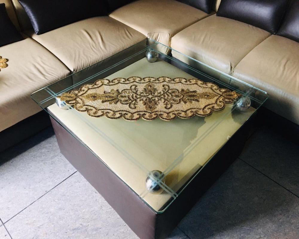 lixra Aesthetic Glass Beads Table Runner