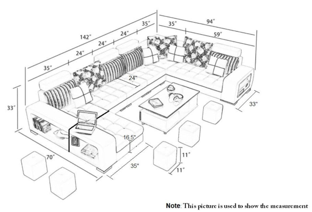 Lixra Aesthetic Grey Leather Sectional Sofa