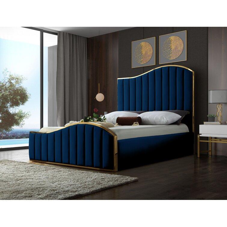 Lixra Aesthetic Velvet Upholstery Queen-Size Bed