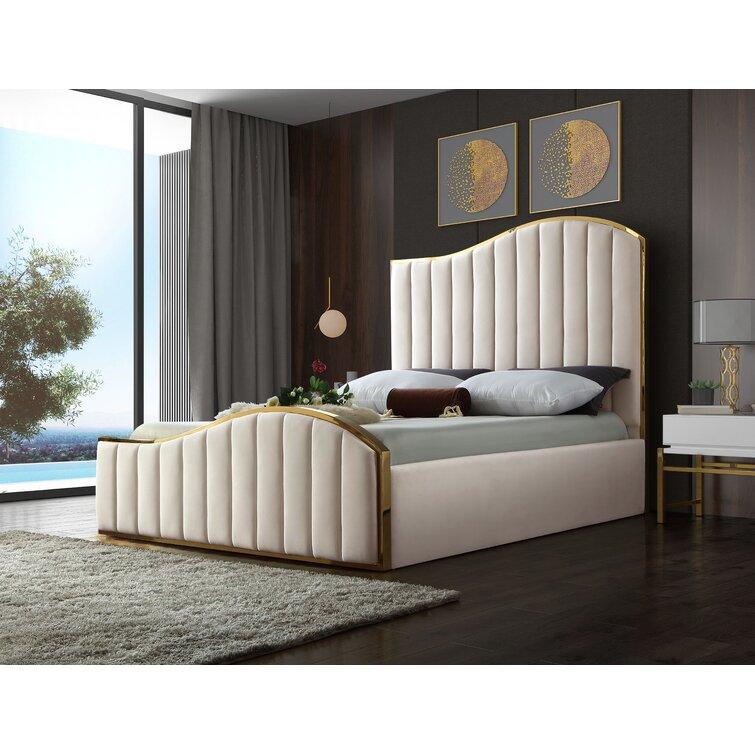 Lixra Aesthetic Velvet Upholstery Queen-Size Bed