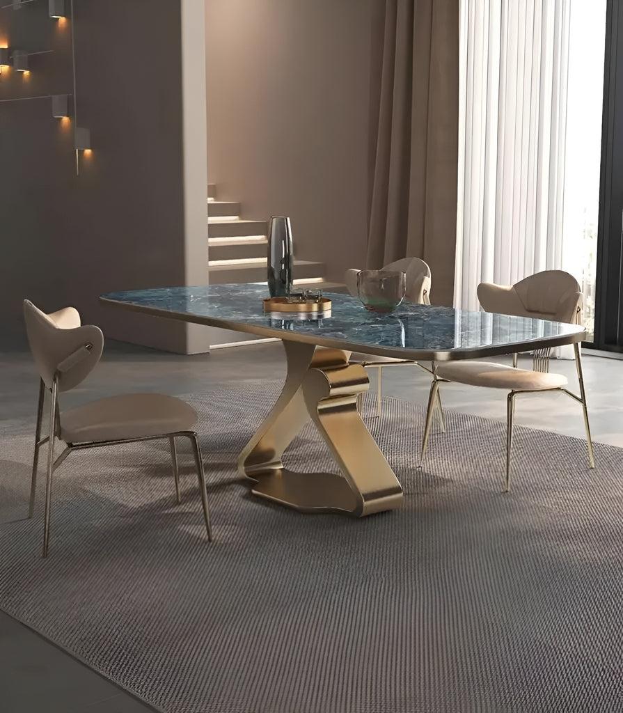 Lixra Aesthetical Marble-Top Dining Table Set