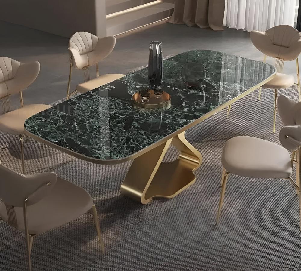 Lixra Aesthetical Marble-Top Dining Table Set