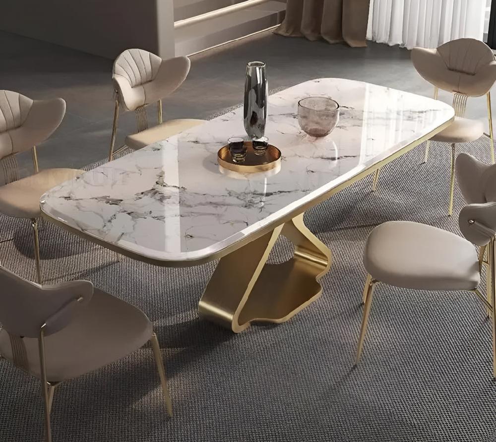 Lixra Aesthetical Marble-Top Dining Table Set