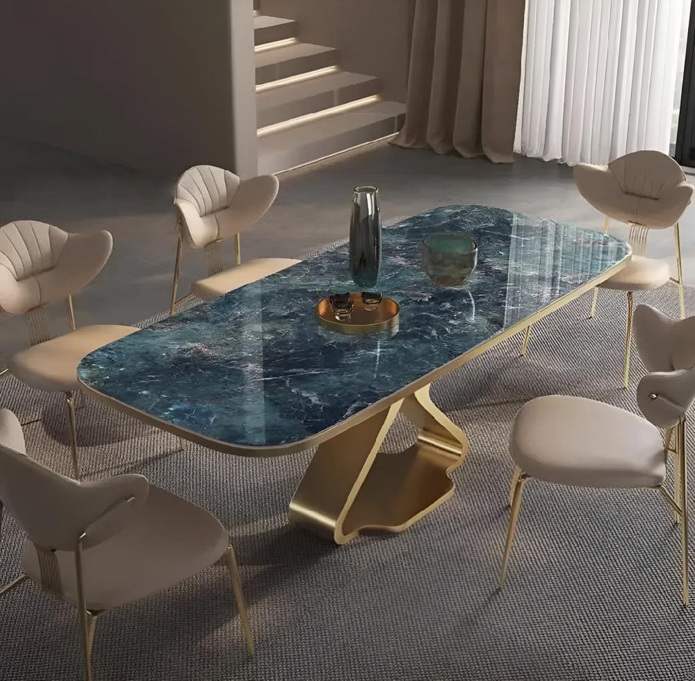 lixra Aesthetical Marble-Top Dining Table Set