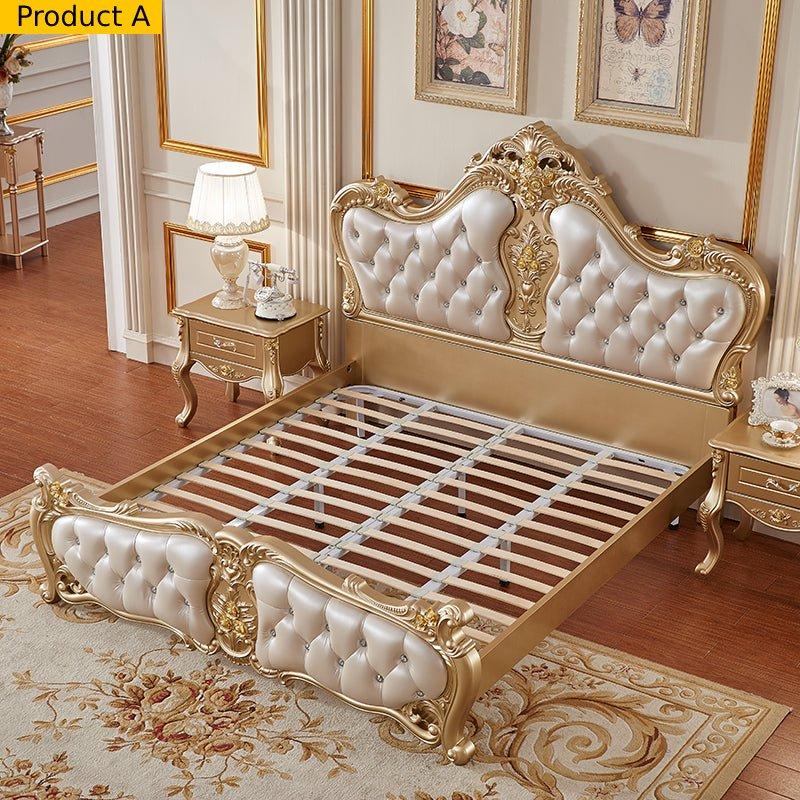 Lixra Antique Inspired European Style Leather Bed